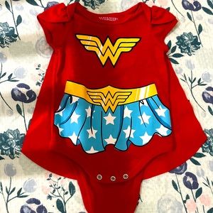 SOLD Wonder Woman baby onesie bodysuit with removable cape outfit Halloween